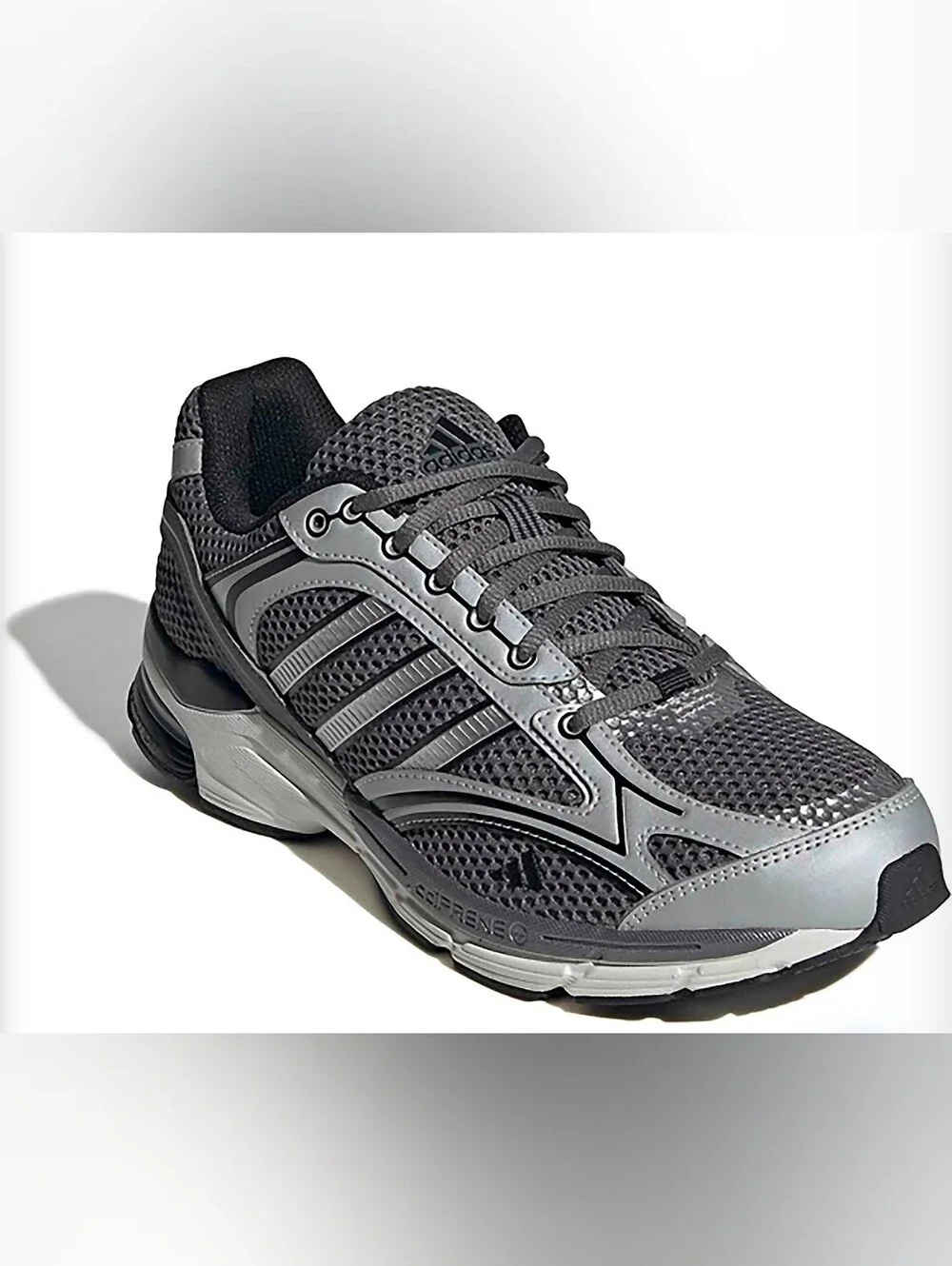 Adidas Men's Grey Mesh Running Sneakers